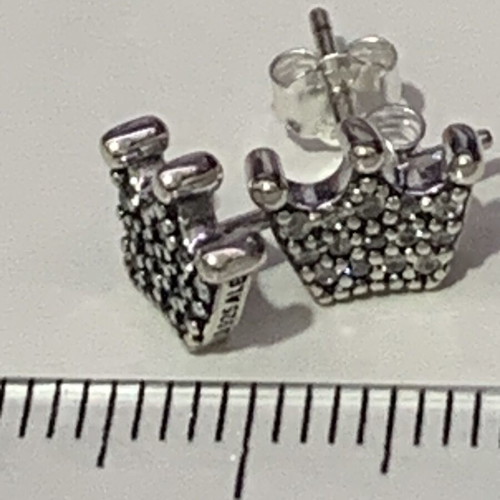 Pandora silver earrings crown shape S925 ALE like new