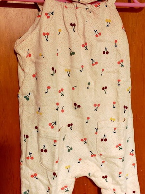 Vertbaudet overalls 74 cm like new with cherries and ribbon