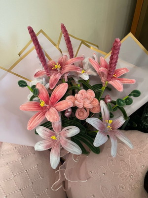 Sleeping Beauty bouquet made to order, 13 pink and white flowers