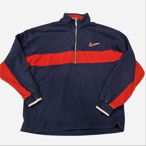 Nike quarter-zip sweatshirt used, vintage navy and red colorblock