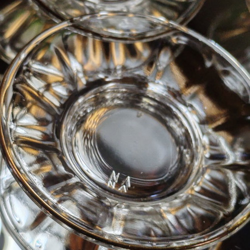 Set of 5 vintage glass plates with gold rim, Made in Tunis