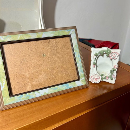 Photo frames wooden and ceramic new, set of 2 pieces