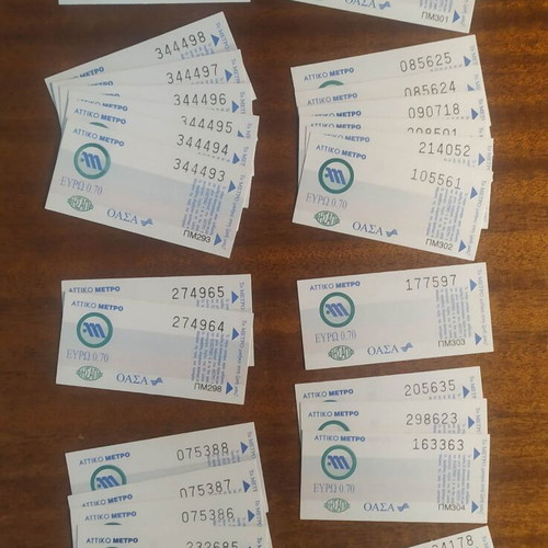 Set of 33 Attiko Metro tickets, various series