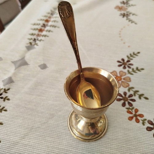 Egg cup with spoon silver 41g like new