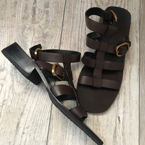 Massimo Dutti brown leather sandals size 37, brand new