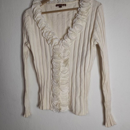 Vintage blouse with ruffles like new, beige, size M