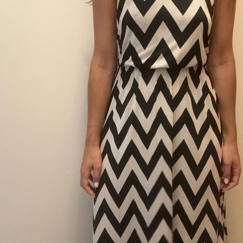 Long black and white dress used, size M
