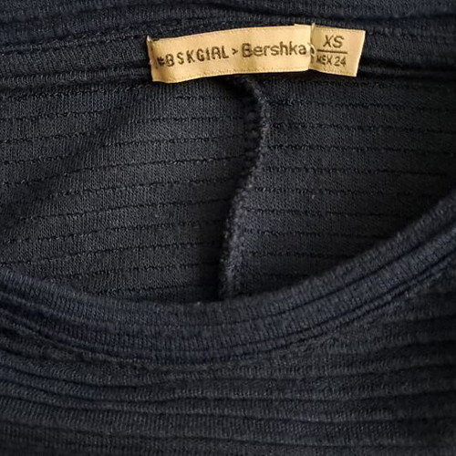 BSK Girl by Bershka Navy Blue Ribbed T-Shirt Mini Dress, Size XS