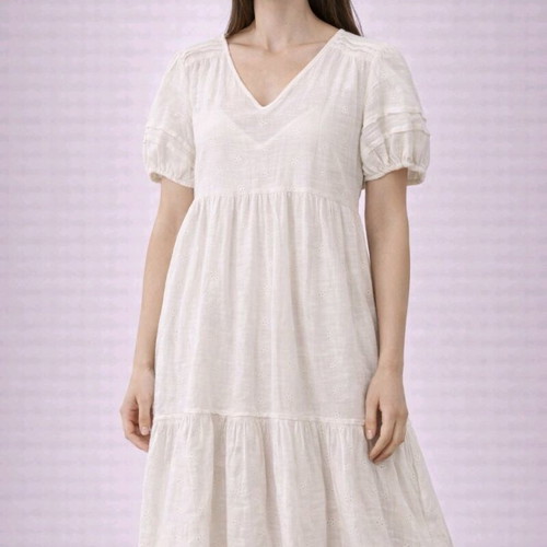Stradivarius Broderie Anglaise dress white like new, size L