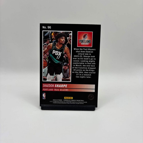 Shaedon Sharpe Chronicles Pinnacle 2022-23 Teal Rookie Card like new