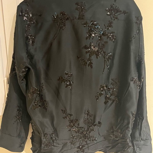 Zara shirt with sequins new, black, satin