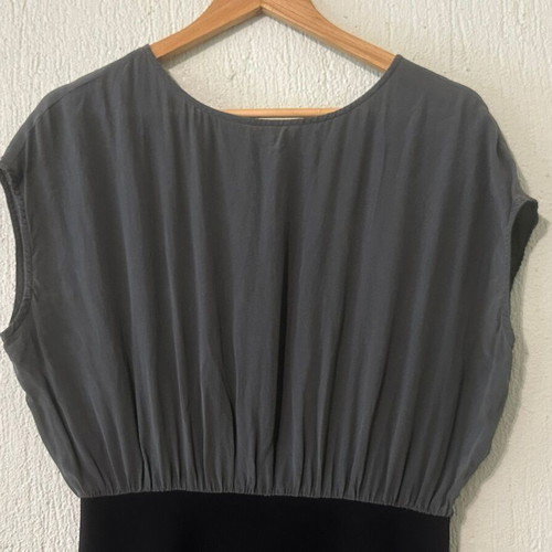 YAS silk blend dress with olive top and black skirt