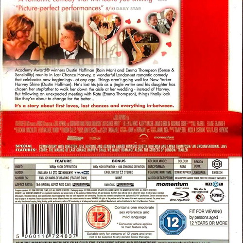 Blu-ray Last Chance Harvey new, romantic comedy with English subtitles