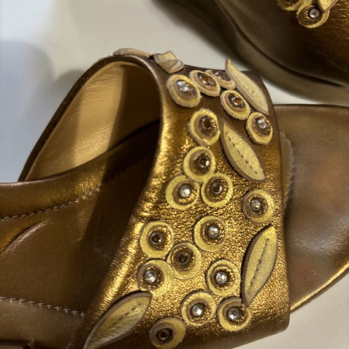 Summer sandals used with high heel, size 39, gold