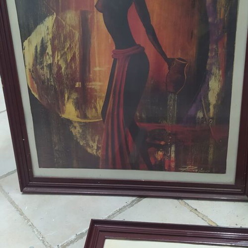 Framed paintings used, set of 3, size 75x60