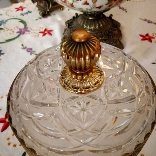Fountainier used, cut glass and embossed bronze