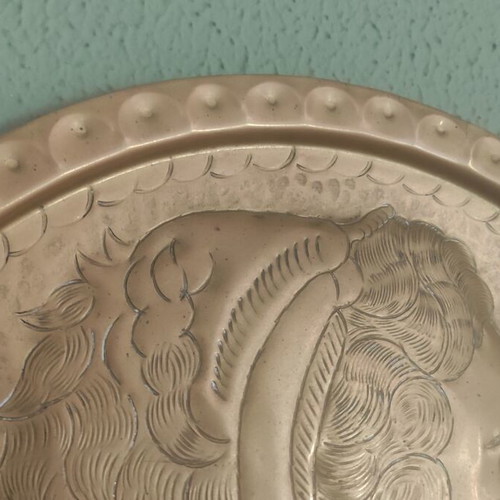 Brass plate with embossed bust of Alexander the Great used