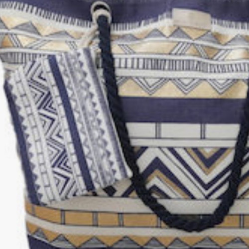 Τσάντα θαλάσσης Bag to Bag καινούργια με μικρό τσαντάκι, μπλε και χρυσαφί