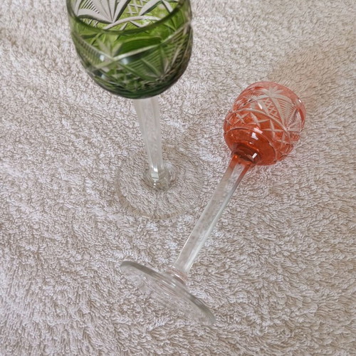 Handmade crystal liqueur glasses new, set of 2 pieces