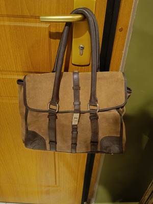 Zara leather handbag used, beige and brown