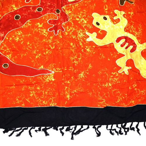 Batik Painting On Cloth Handmade Pareo Scarf Multicolor