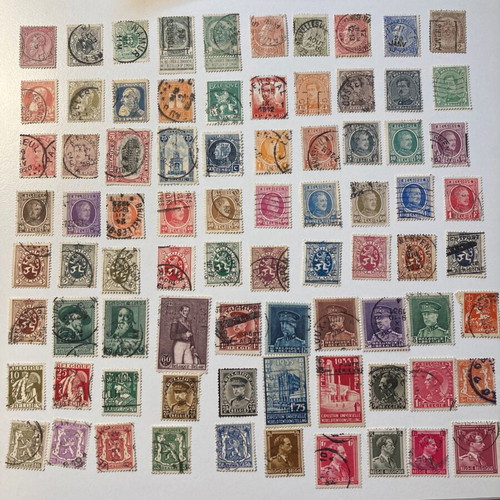 Belgian stamps used, 80 different sealed