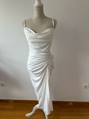 Zara draped dress like new, size large, white