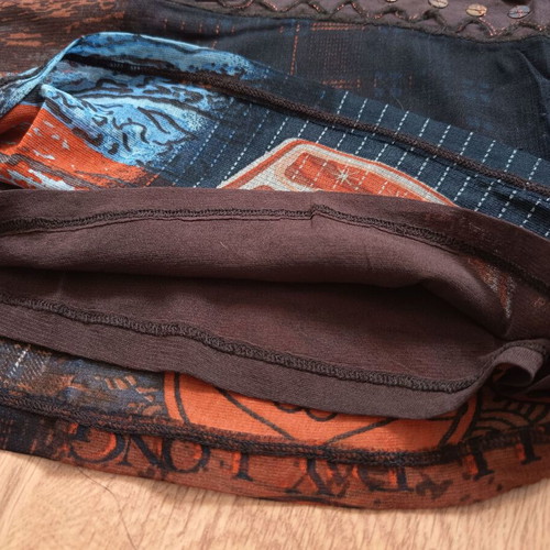 Marc Aurel Y2K Mesh Patchwork Top like new, L/XL, brown multicolor