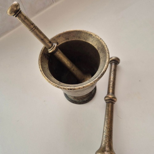 Bronze mortar used with 2 pestles 18cm, 20cm