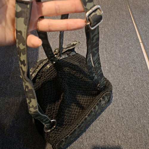 Knitted backpack like new with camo flap