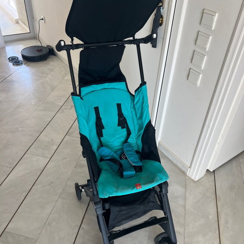 Gb Pockit Ultra-Compact Stroller used, teal Caribbean Blue