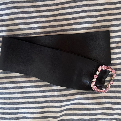 Fornarina leather women's belt like new, black with stones