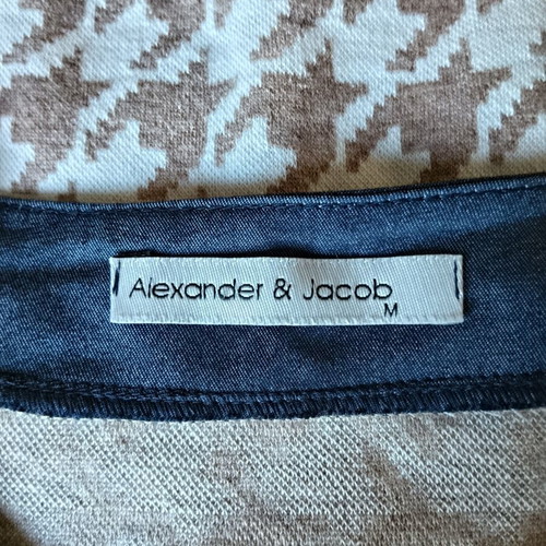 Alexander & Jacob cardigan pied de poule size M like new, beige and white