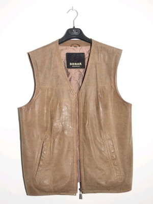 Donar leather sleeveless jacket like new, beige brown