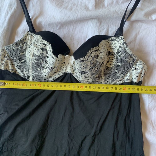 Wild Fable satin black slip dress with white lace, Y2K style