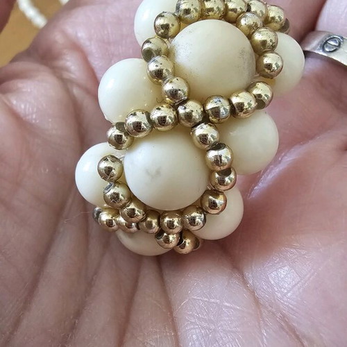 Vintage jewelry set used, ivory color