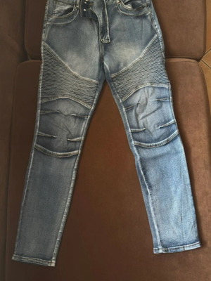 ESDVQ jeans long pants with lines like new, blue