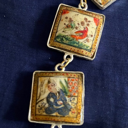 Bracelet Persian miniatures painting used on 925 silver base