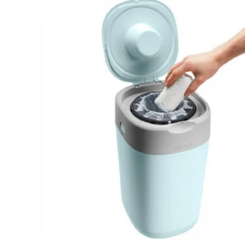 Tommee Tippee Twist & Click diaper disposal bin used, blue