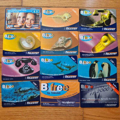 Mobile phone cards used, pack of 93, Tim-Telestet-Wind-Cosmote-Q-Telecom-Vodafone