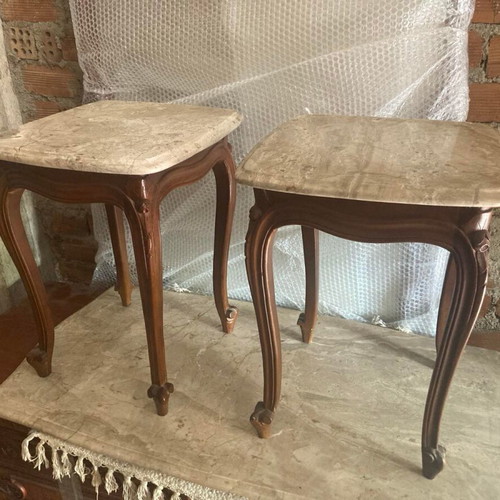 Vintage coffee tables with marble like new set