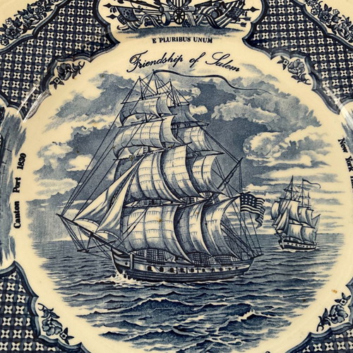 Alfred Maekin Staffordshire plate with sailing ships