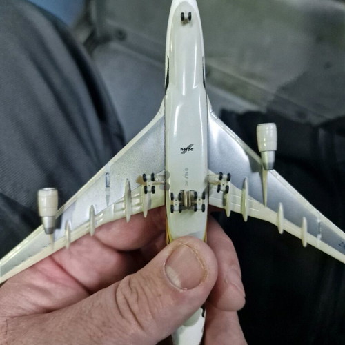 Metal model airplane used with missing turbines