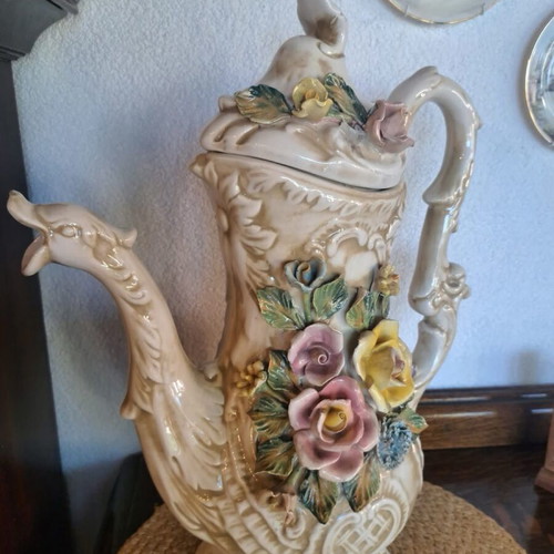 Capodimonte large coffee pot used, 5 liters