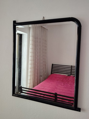 Black wall mirror 73 x 84 cm used, sturdy frame