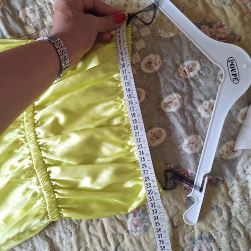 C-Throu satin strapless dress yellow lime like new, sizes S-M
