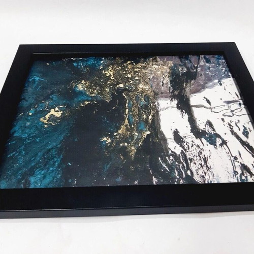Abstract painting used with dark blue and gold accents 28×23 cm
