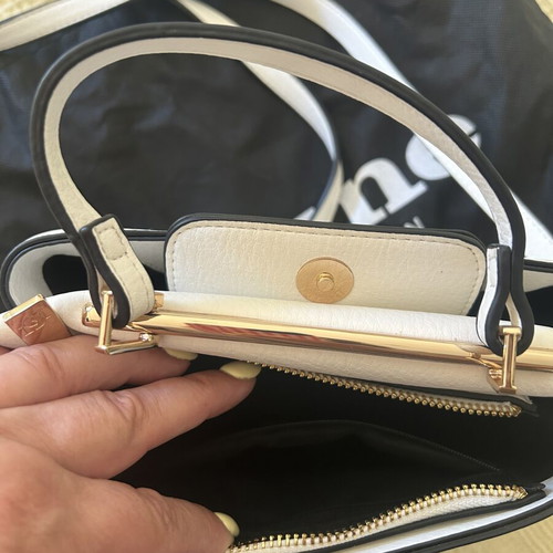 Dune London Shoulder Bag White Laser Cut Matte Leather Like New