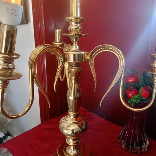 Vintage brass four-light lamp like new, height 60 cm