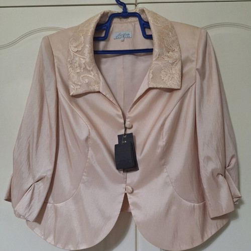 Lucifair jacket with lace collar and buttons, salmon color